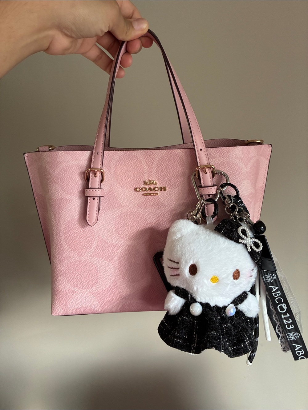 Black and White Hello Kitty Keychain Bag Charm
